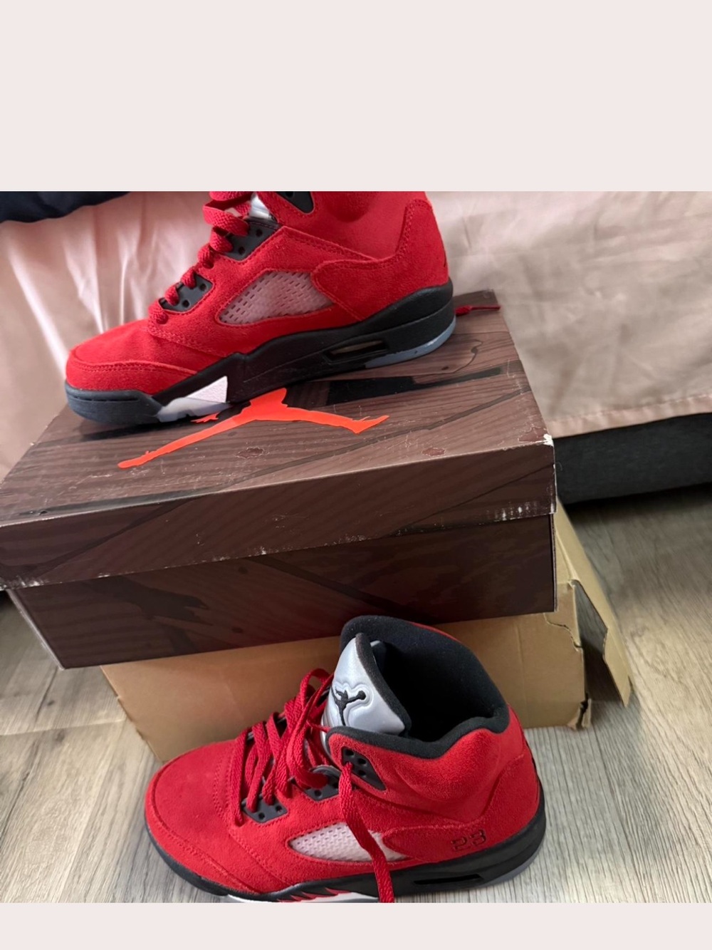 Jordan Kids Red and Black High-Top Sneakers